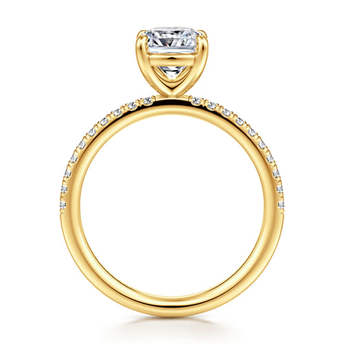 18K Yellow Gold Cushion Cut Diamond Engagement Ring