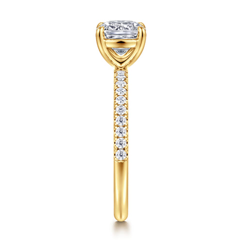 18K Yellow Gold Cushion Cut Diamond Engagement Ring