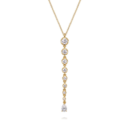 18K Yellow Gold Diamond Bar Necklace