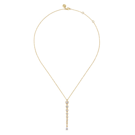 18K Yellow Gold Diamond Bar Necklace angle 2