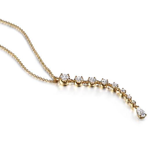 18K Yellow Gold Diamond Bar Necklace angle 4