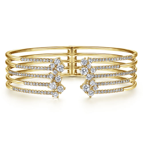 18K Yellow Gold Diamond Fashion Bangle