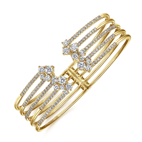 18K Yellow Gold Diamond Fashion Bangle