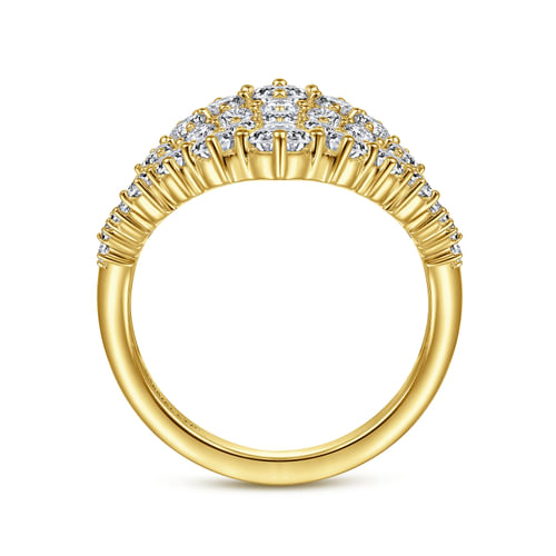 18K Yellow Gold Diamond Fashion Ladies Ring