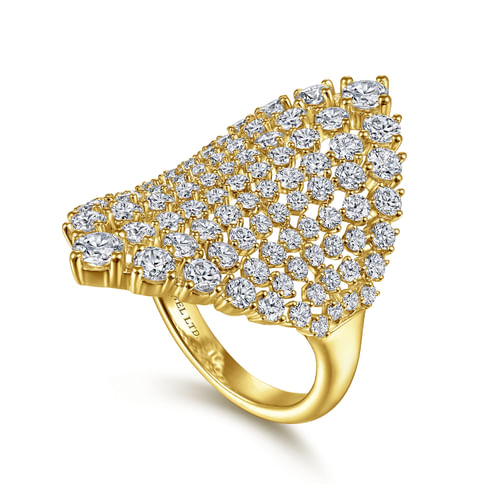 18K Yellow Gold Diamond Fashion Ladies Ring