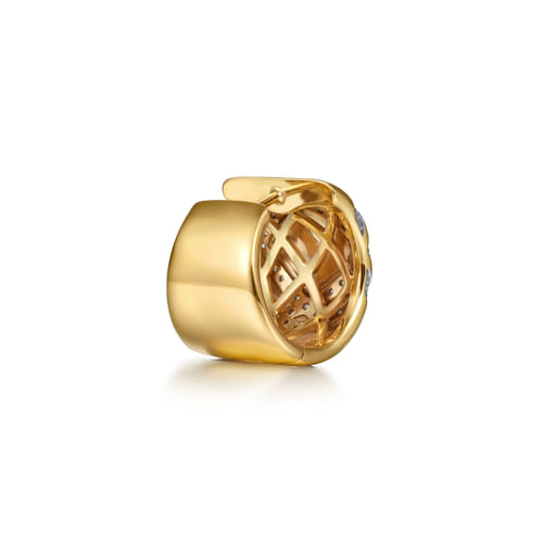 18K Yellow Gold Diamond Huggie Earrings
