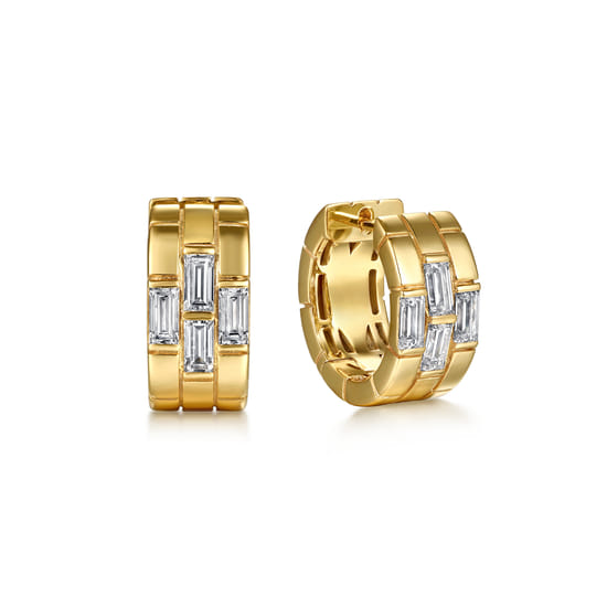 Gabriel - 18K Yellow Gold Diamond Huggie Earrings