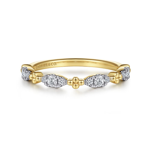 18K Yellow Gold Diamond Marquise Shape Bujukan Stackable Ring
