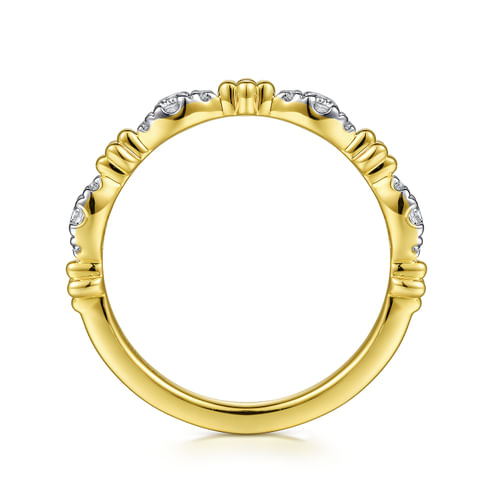 18K Yellow Gold Diamond Marquise Shape Bujukan Stackable Ring