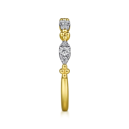 18K Yellow Gold Diamond Marquise Shape Bujukan Stackable Ring