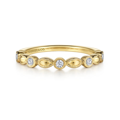 18K Yellow Gold Diamond Marquise Shape Stackable Ring 18K Yellow Gold Diamond Marquise Shape Stackable Ring