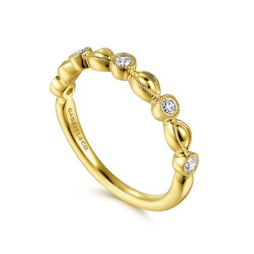 18K Yellow Gold Diamond Marquise Shape Stackable Ring 18K Yellow Gold Diamond Marquise Shape Stackable Ring