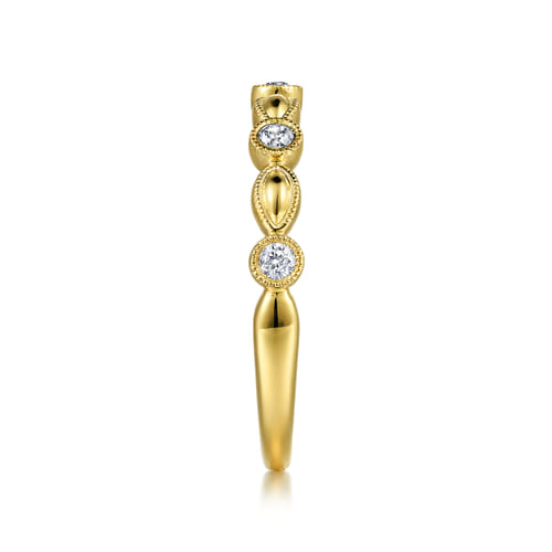 18K Yellow Gold Diamond Marquise Shape Stackable Ring 18K Yellow Gold Diamond Marquise Shape Stackable Ring