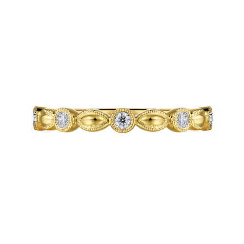18K Yellow Gold Diamond Marquise Shape Stackable Ring 18K Yellow Gold Diamond Marquise Shape Stackable Ring
