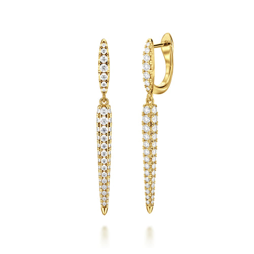18K Yellow Gold Diamond Pavé Drop Earrings