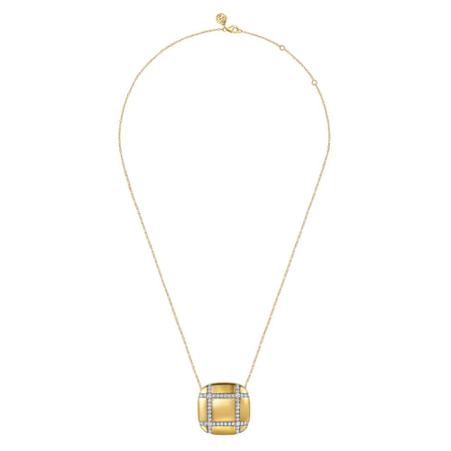 18K Yellow Gold Diamond Pendant Necklace