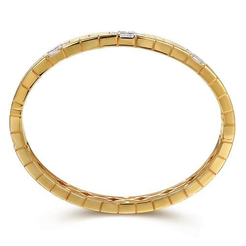 18K Yellow Gold Diamond Station Bangle Bracelet