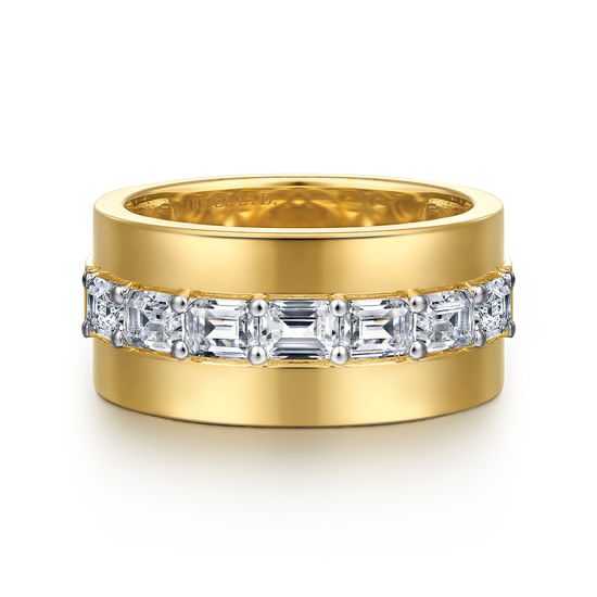 Gabriel - 18K Yellow Gold Diamond Wide Band Ring