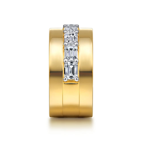 18K Yellow Gold Diamond Wide Band Ring