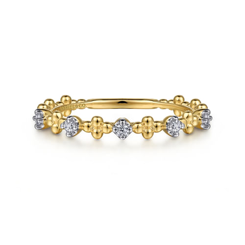 18K Yellow Gold Diamond and Bujukan Bead Station Ring