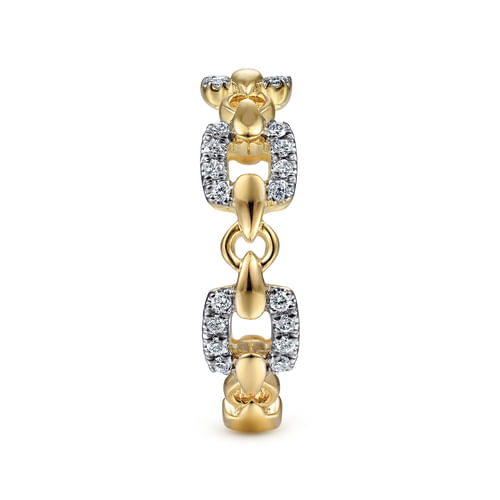 18K Yellow Gold Diamond and Chain Link Ring