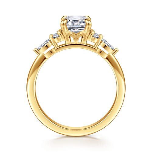 18K Yellow Gold Emerald Cut Diamond Cluster Engagement Ring