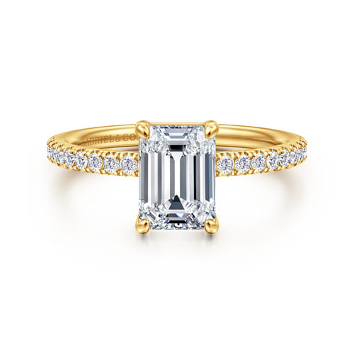 18K Yellow Gold Emerald Cut Diamond Engagement Ring