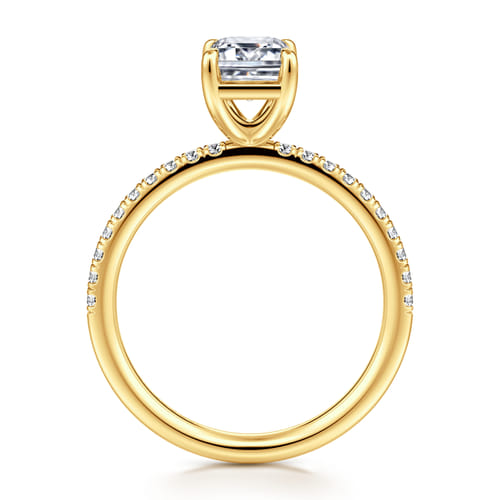 18K Yellow Gold Emerald Cut Diamond Engagement Ring