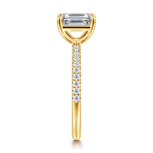 18K Yellow Gold Emerald Cut Diamond Engagement Ring