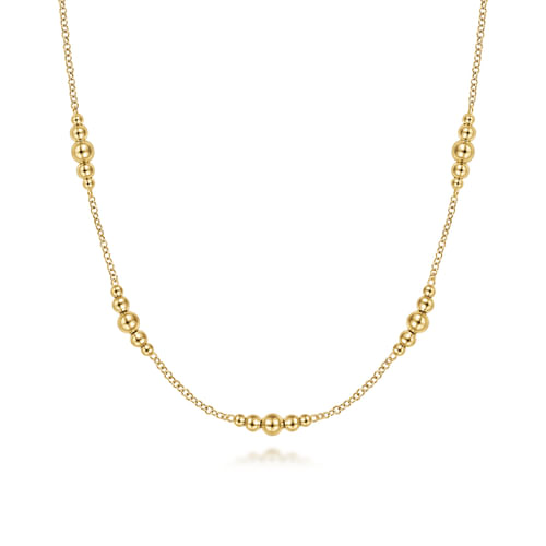 18K Yellow Gold Graduated Bujukan Beads Station Necklace