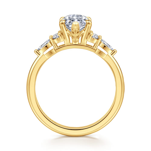 18K Yellow Gold Marquise Diamond Cluster Engagement Ring