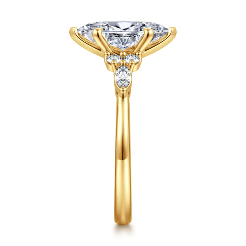 18K Yellow Gold Marquise Diamond Cluster Engagement Ring 18K Yellow Gold Marquise Diamond Cluster Engagement Ring