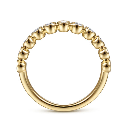 18K Yellow Gold Milgrain Bezel Diamond Stackable Ring