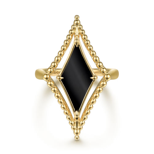 18K Yellow Gold Onyx Rhombus Bujukan Ring