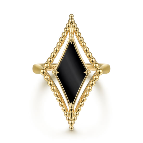 Gabriel - 18K Yellow Gold Onyx Rhombus Bujukan Ring
