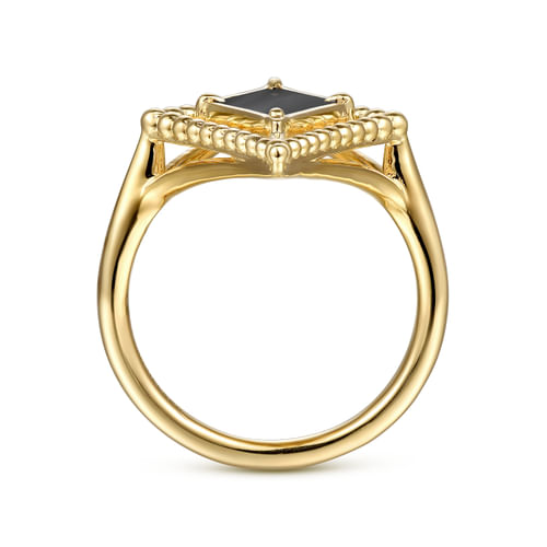 18K Yellow Gold Onyx Rhombus Bujukan Ring