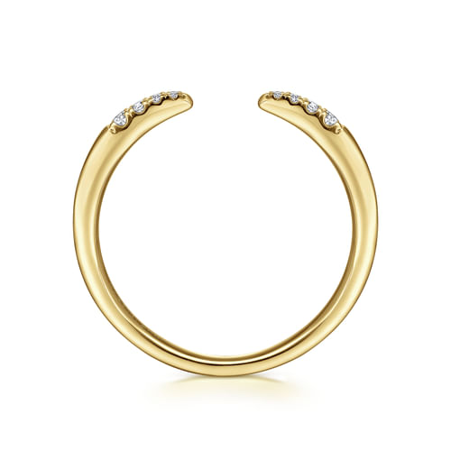18K Yellow Gold Open Diamond Tipped Stackable Ring