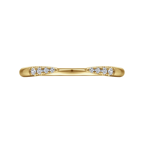 18K Yellow Gold Open Diamond Tipped Stackable Ring