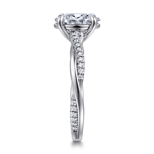 18K Yellow Gold Oval Twisted Diamond Engagement Ring