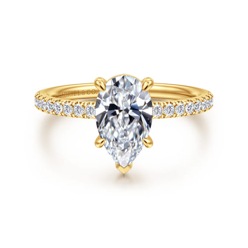 18K Yellow Gold Pear Shape Diamond Engagement Ring