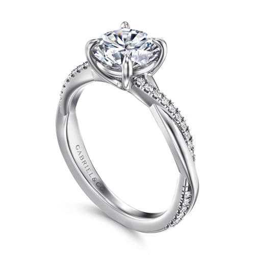18K Yellow Gold Pear Shape Twisted Diamond Engagement Ring
