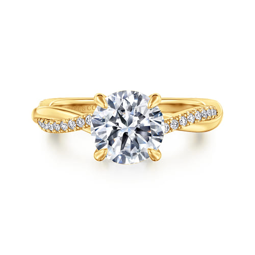 18K Yellow Gold Pear Shape Twisted Diamond Engagement Ring