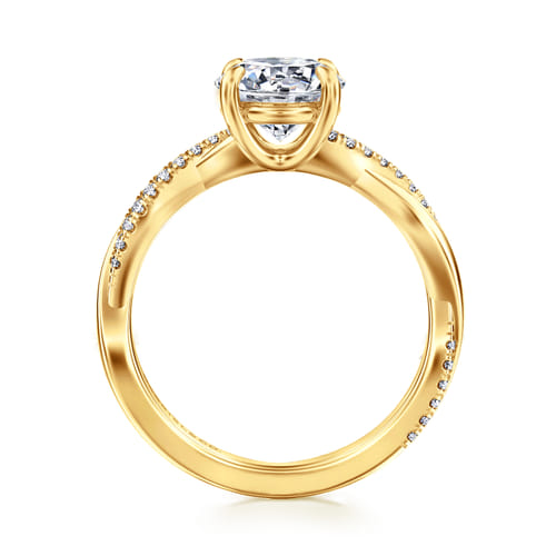18K Yellow Gold Pear Shape Twisted Diamond Engagement Ring