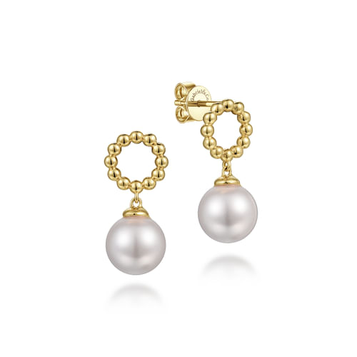 18K Yellow Gold Pearl Bujukan Stud Earrings