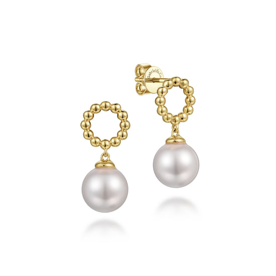 Gabriel - 18K Yellow Gold Pearl Bujukan Stud Earrings