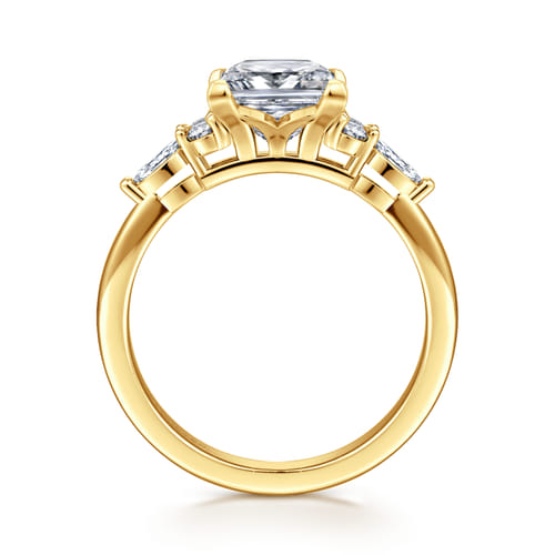 18K Yellow Gold Princess Cut Diamond Cluster Engagement Ring