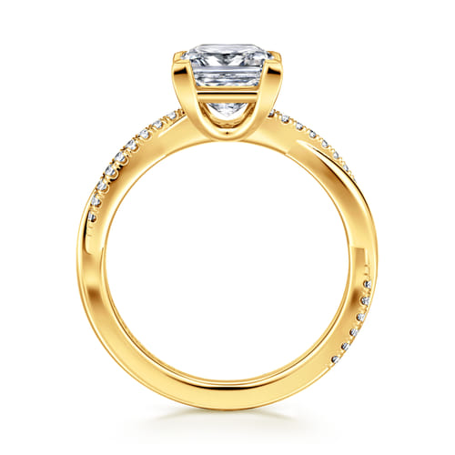 18K Yellow Gold Princess Cut Twisted Diamond Engagement Ring