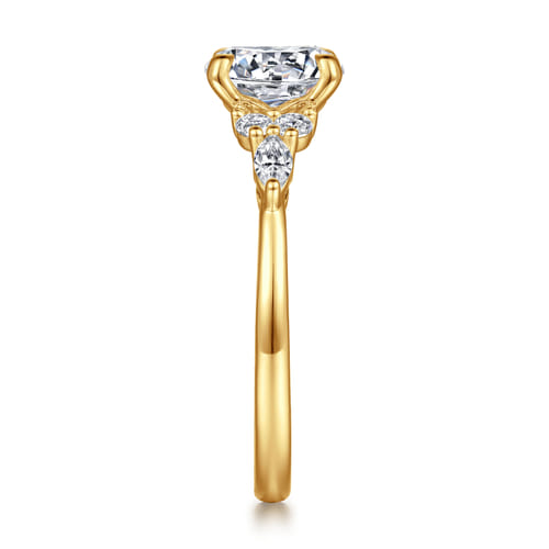 18K Yellow Gold Round Diamond Cluster Engagement Ring