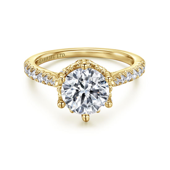 Gabriel - 18K Yellow Gold Round Diamond Engagement Ring