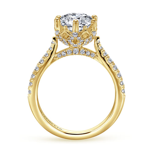 18K Yellow Gold Round Diamond Engagement Ring